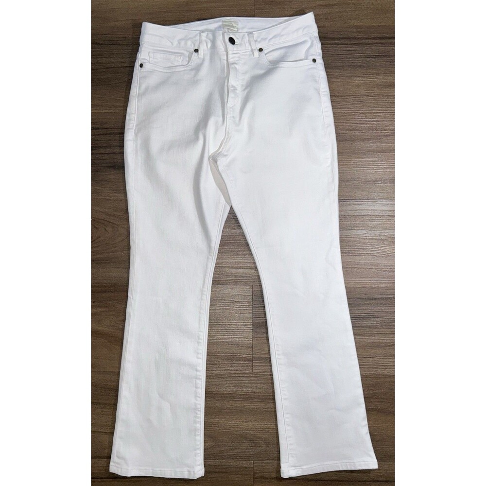 Ann Mashburn White Flare Cropped 5-Pocket Jeans Size 27 Stretch Denim